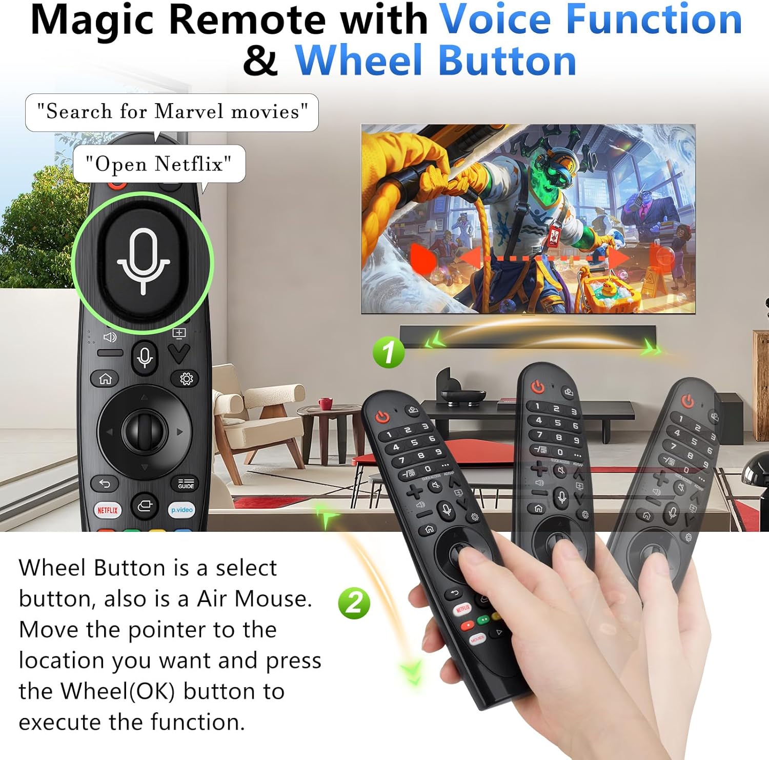 Detalle de Voice Magic Remote for LG TV: Replacement with Battery and Voice/Pointer Function