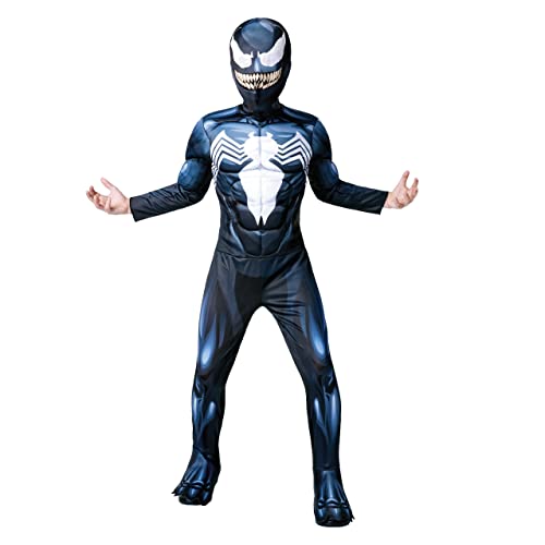 Detalle de Rubies Disfraz Venom Deluxe infantil, mono acolchado y máscara oficial Marvel