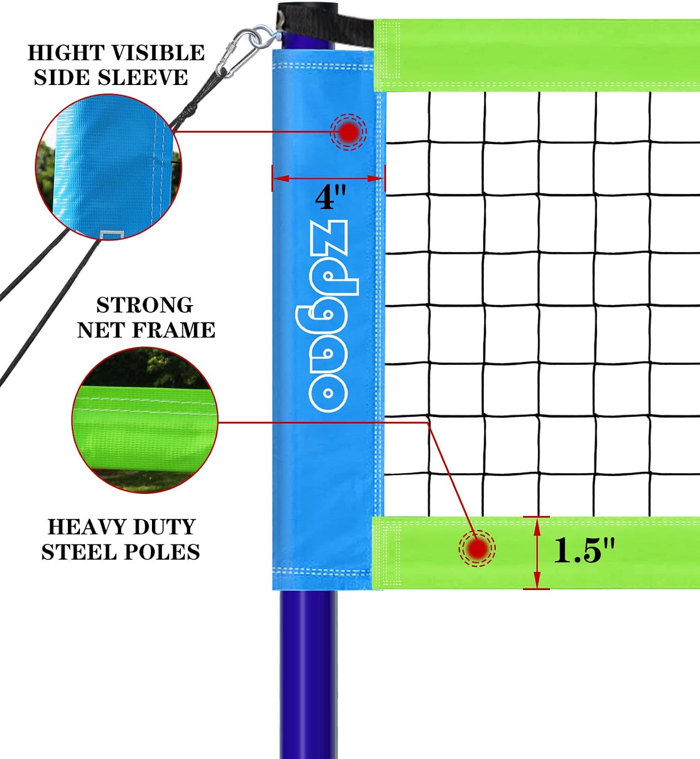 Detalle de Zdgao Outdoor Portable Adjustable Volleyball Net System: Complete Practice Kit