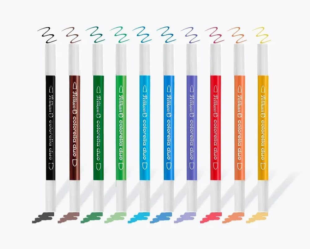 Detalle 1 de Pelikan 973172 märkpennor, 10-pack med två spetsar och flera färger