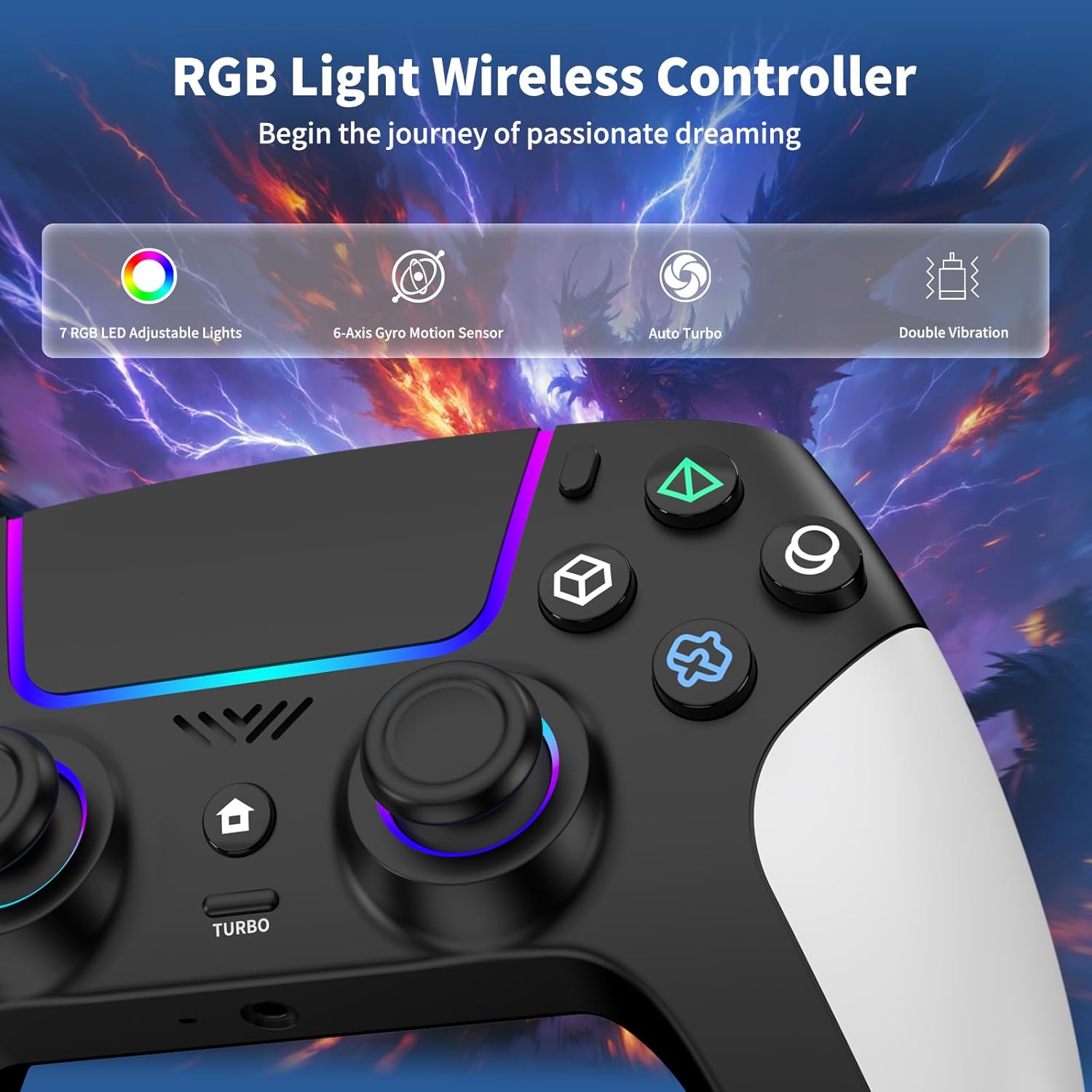 Thumbnail 1 de PS5 Wireless Controller RGB LED Turbo