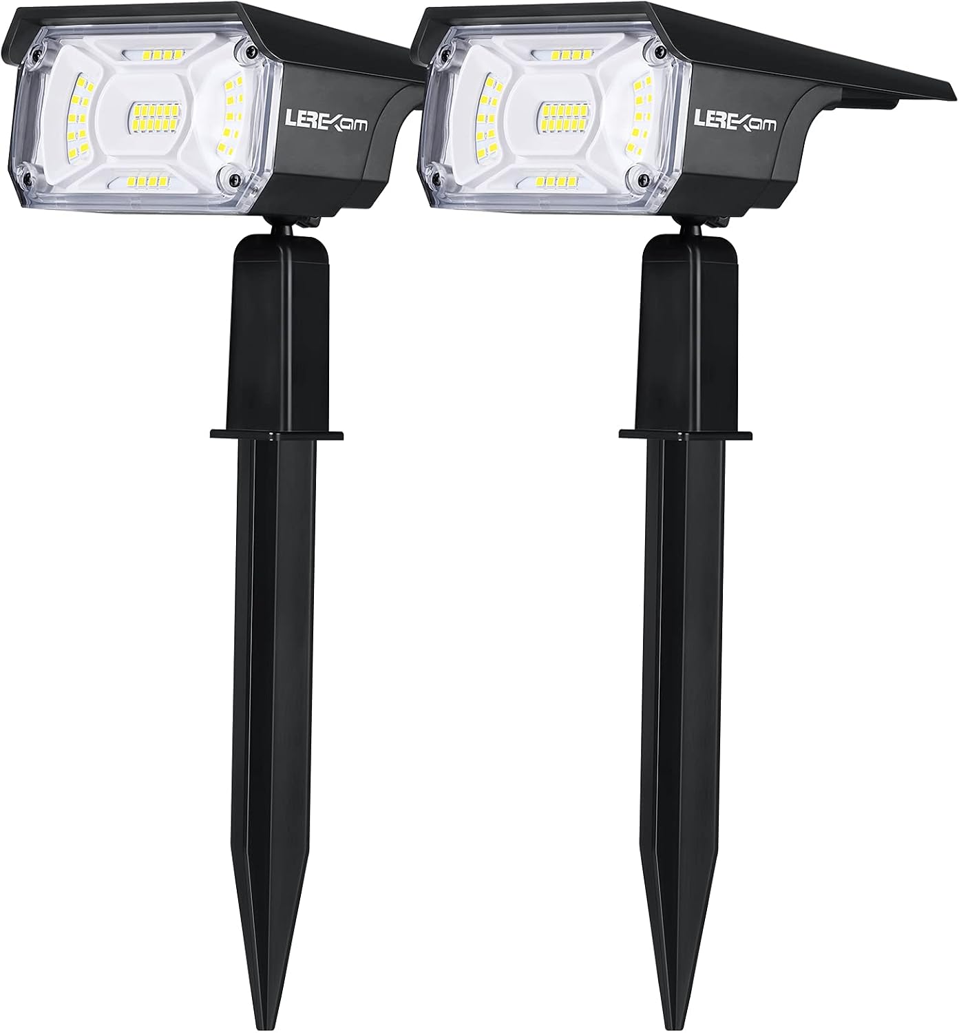 Detalle de LEREKAM C2 Solar Spotlights, 40-LED Cool White, IP65, 2-Pack