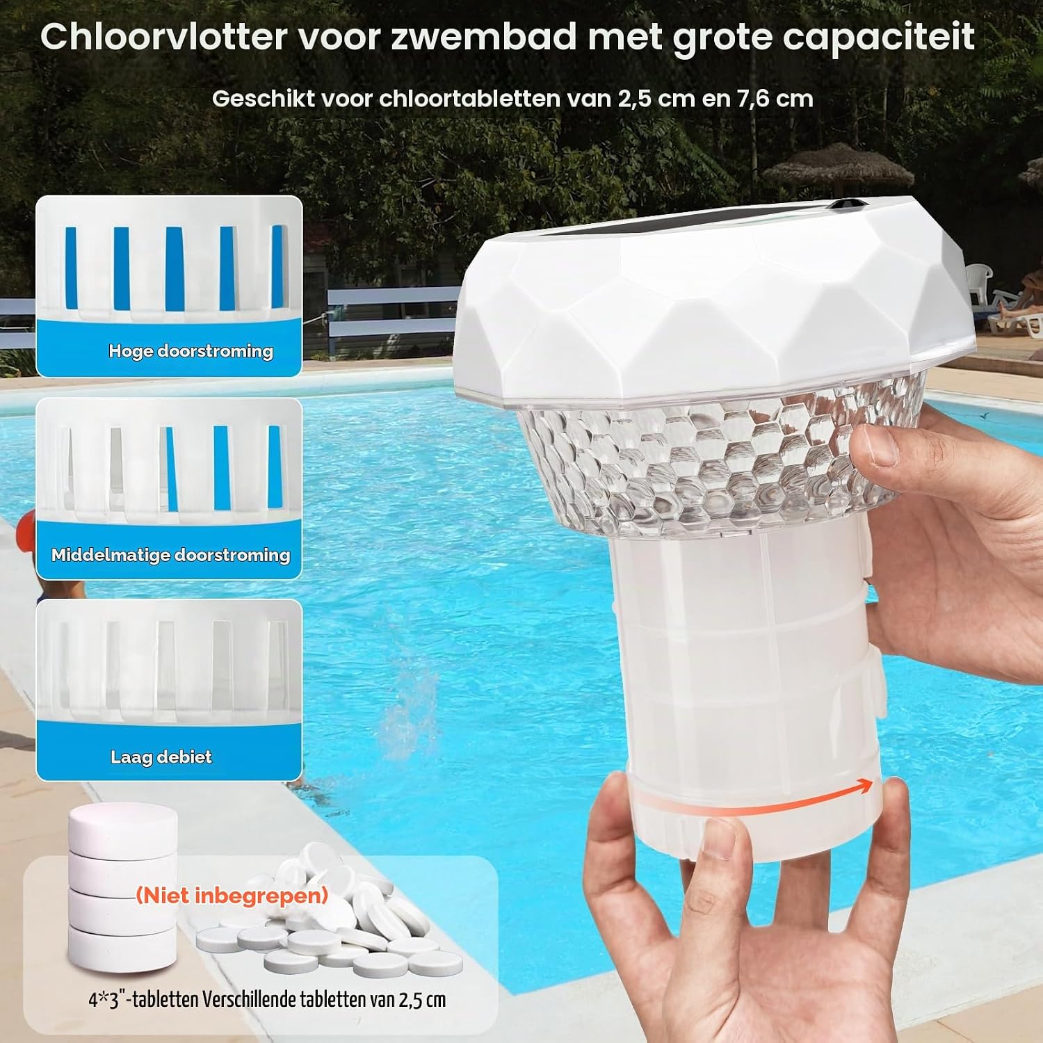 Detalle de INTERESTIME INT-LPHD-3H1EU 3-in-1 zwembad-drijver met thermometer en zonnelamp