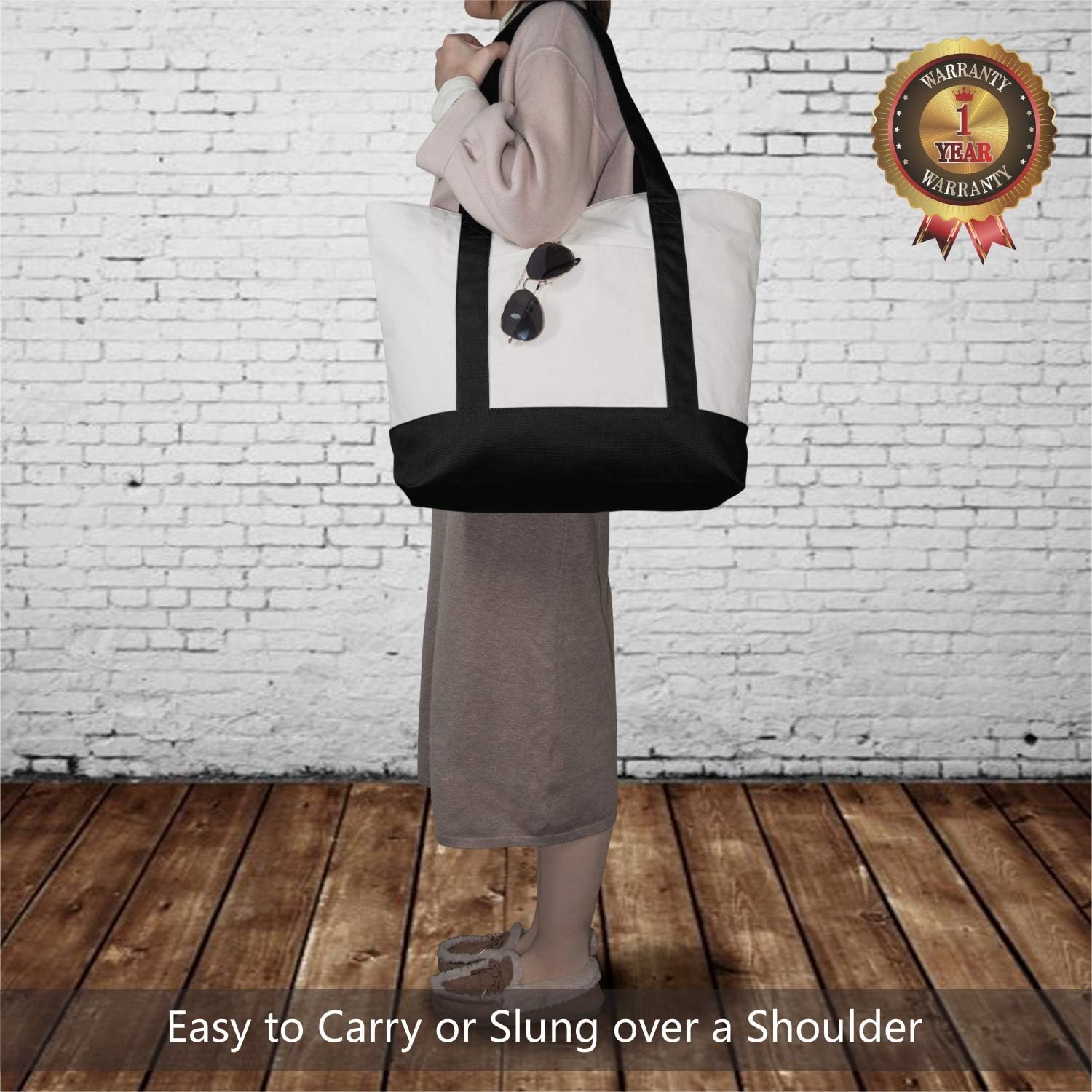 Detalle 2 de TOPDesign Canvas Tote Bag 1 Pack with Pocket
