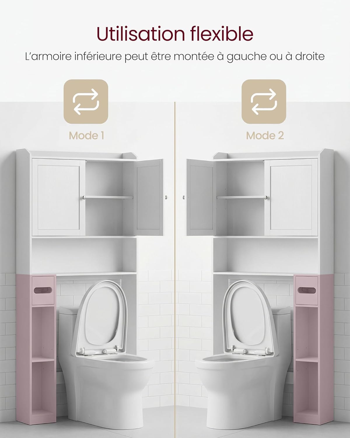 Thumbnail 3 de VASAGLE Meuble WC BTS018W01V1 (20 x 79,1 x 170 cm) – armoire de rangement pour salle de bain, étagères ajustables