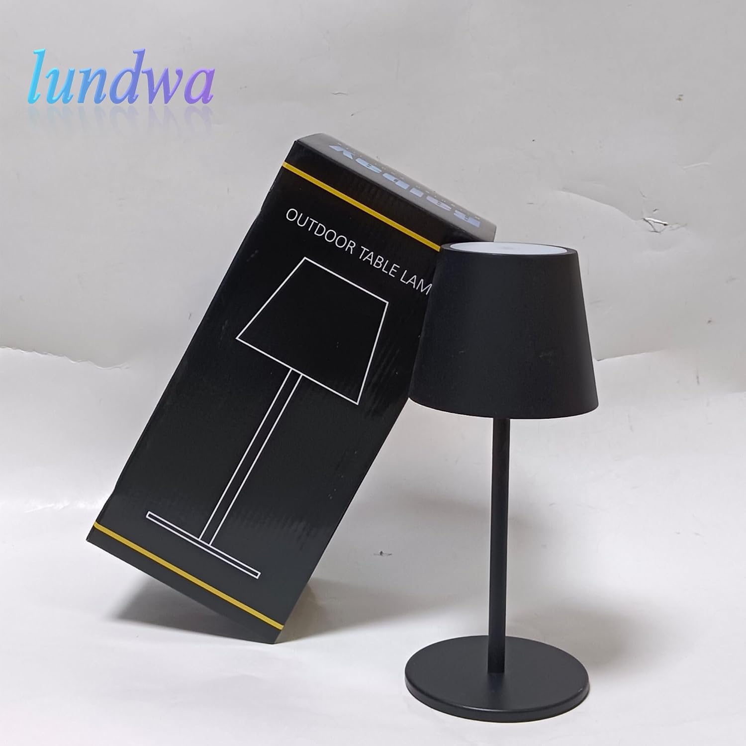 Detalle 2 de lundwa dimmbare Akku-Tischleuchte (2er-Set, 26 cm) mit USB-Ladung, 3 W und 3000 K, IP54 (Schwarz)