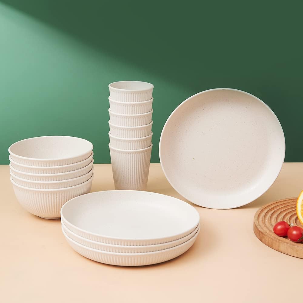 Thumbnail 5 de HXYPN 18pcs Wheat Straw Dinnerware Set, Unbreakable 🍽