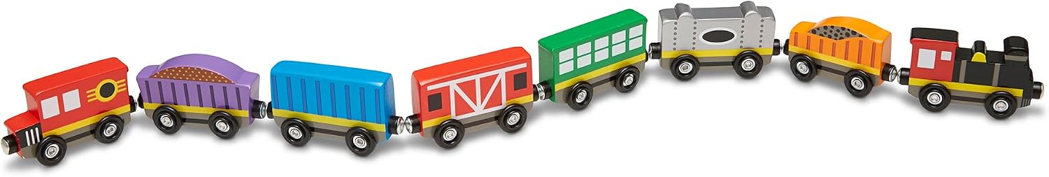 Detalle de Melissa & Doug Wooden Train Cars 8-piece