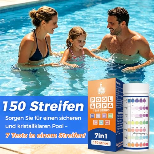 Thumbnail 1 de Dr.Tim.Wang 7 in 1 Pool Teststreifen – 150 Stück für Pool, Whirlpool & Spa