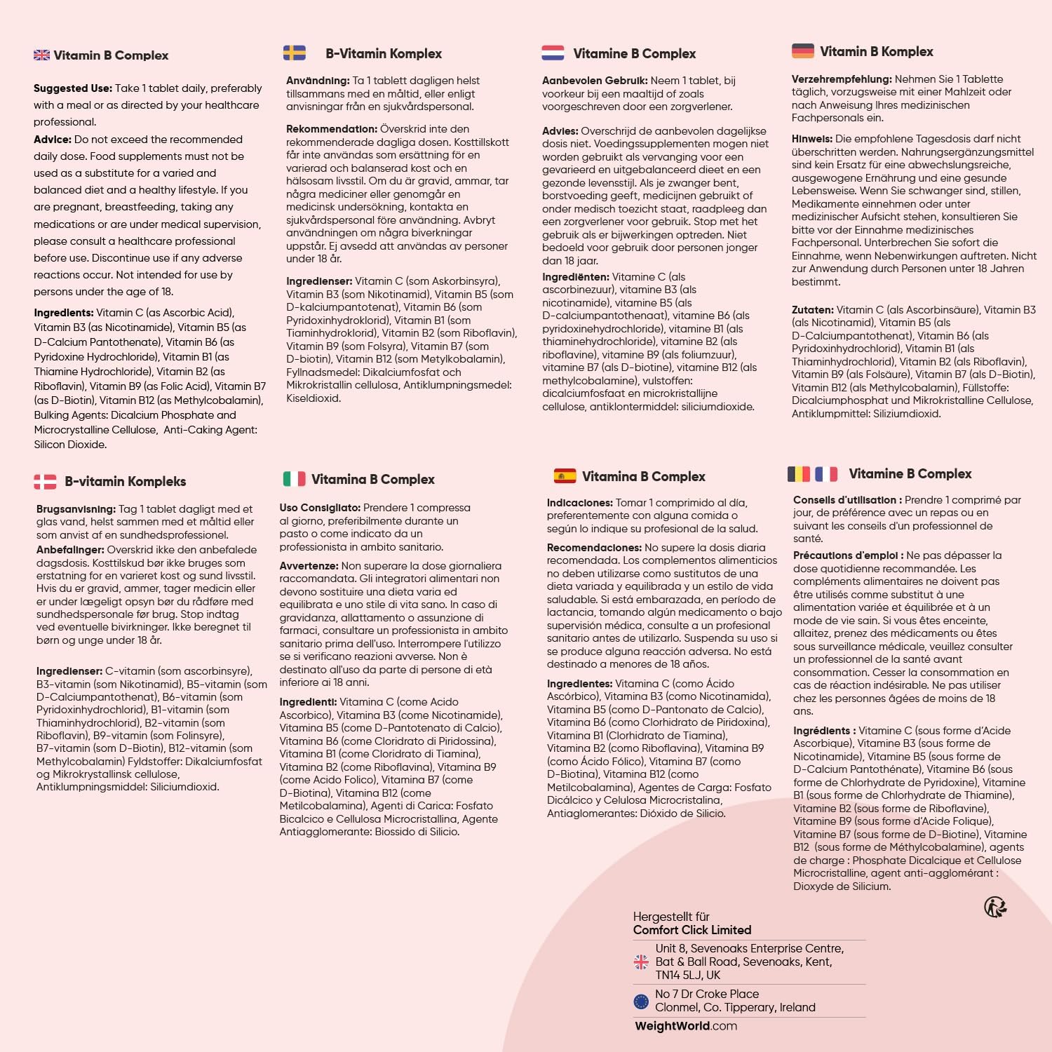 Thumbnail 4 de WeightWorld Vitamin B Komplex 365 Tabletten đ