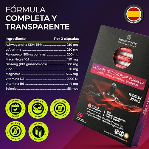 Thumbnail 7 de BioEnergyzed Testosterona Hombre con Maca Negra 10:1 2300 mg — Energía, Rendimiento y Fuerza natural (60 cápsulas)