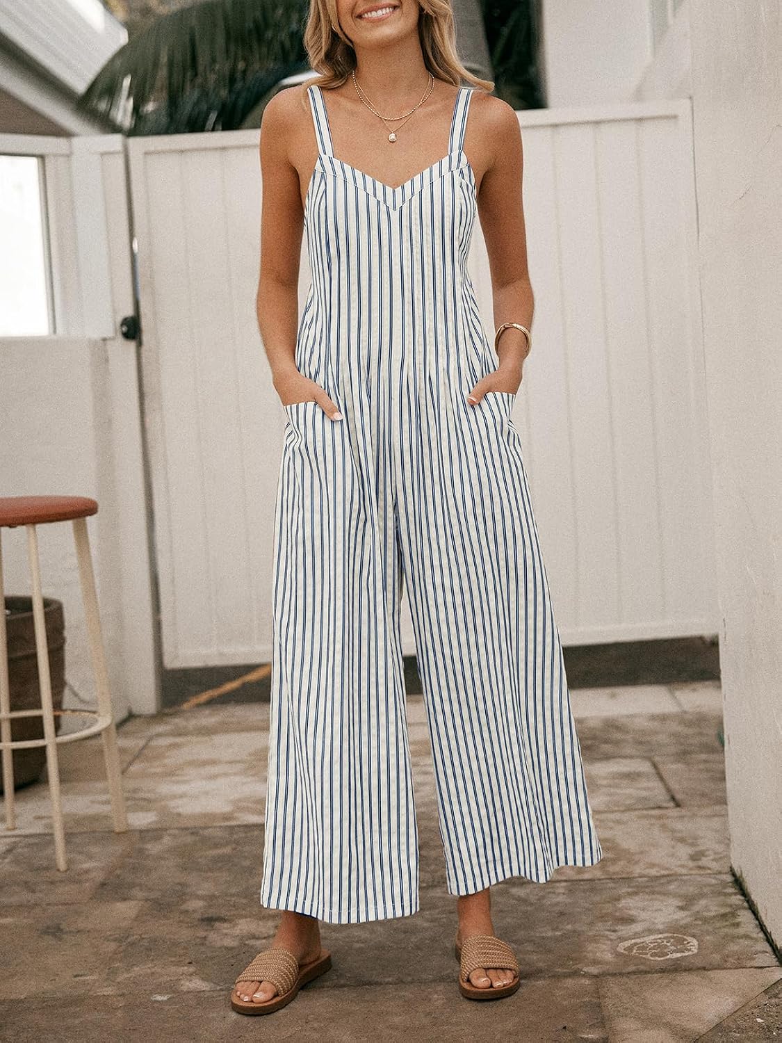 Detalle 2 de CUPSHE Maxi tuta da donna a righe XXL