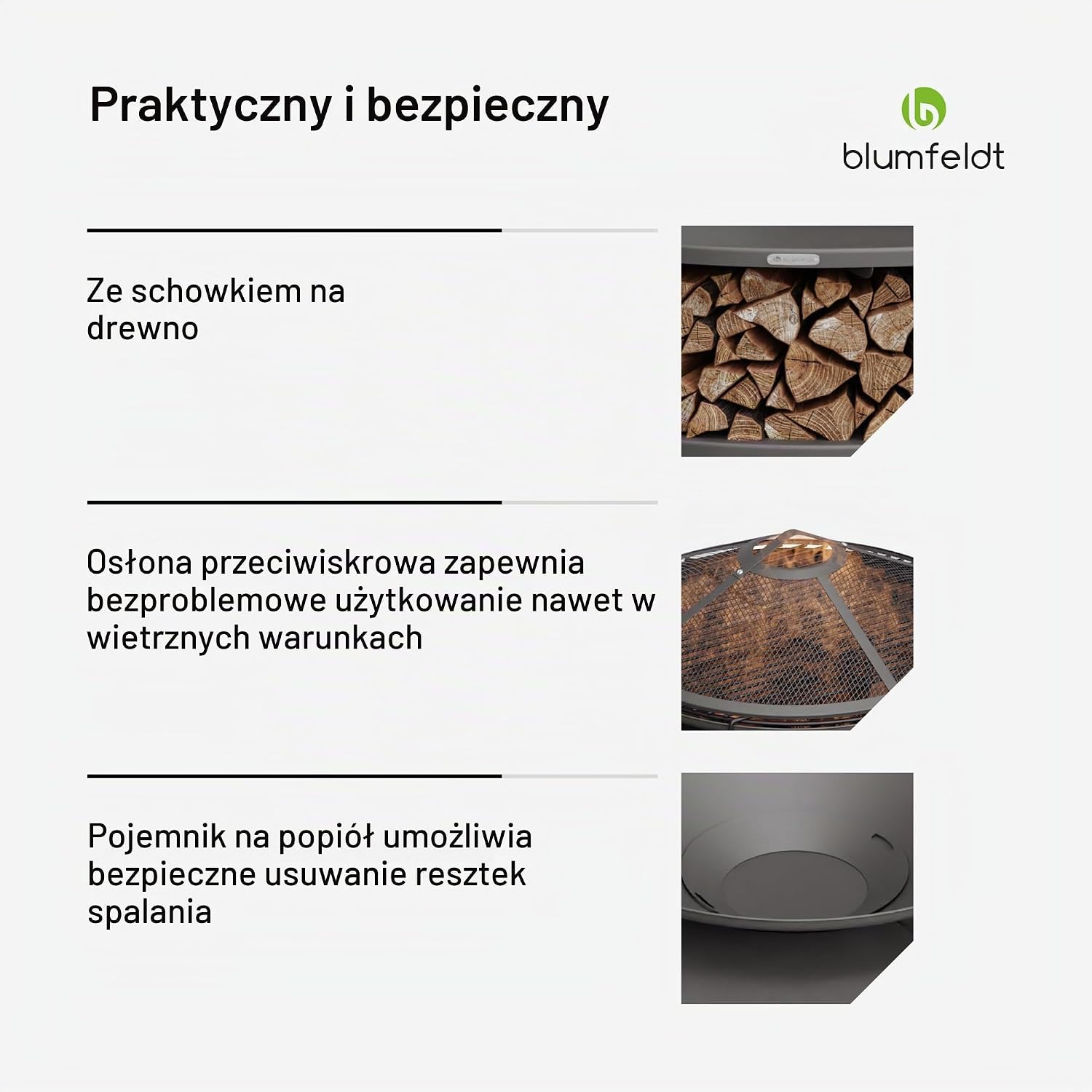 Thumbnail 4 de Blumfeldt Ebeko – palenisko ogrodowe 3 w 1, grill i stół ze stali