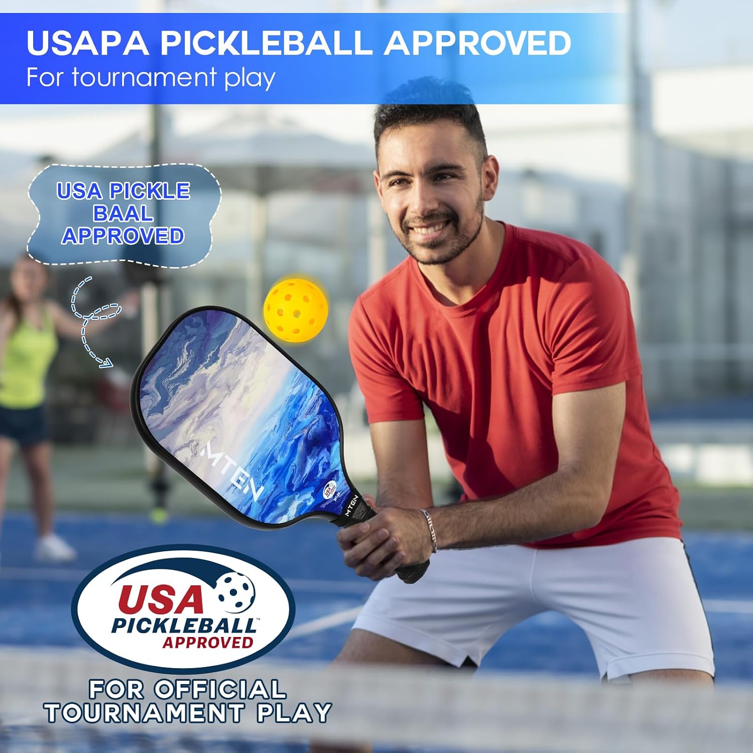 Thumbnail 1 de MTEN Pickleball Paddle Set, 2 USAPA-Approved Fiberglass Paddles