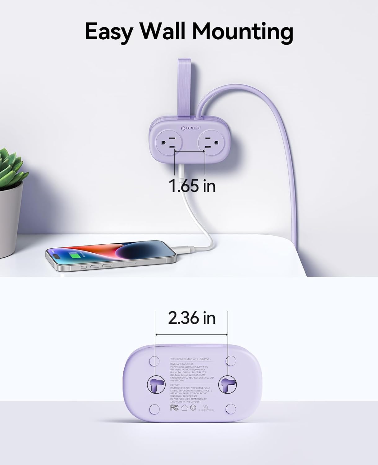 Thumbnail 5 de ORICO AP3 4FT Travel Power Strip with USB-C ๐