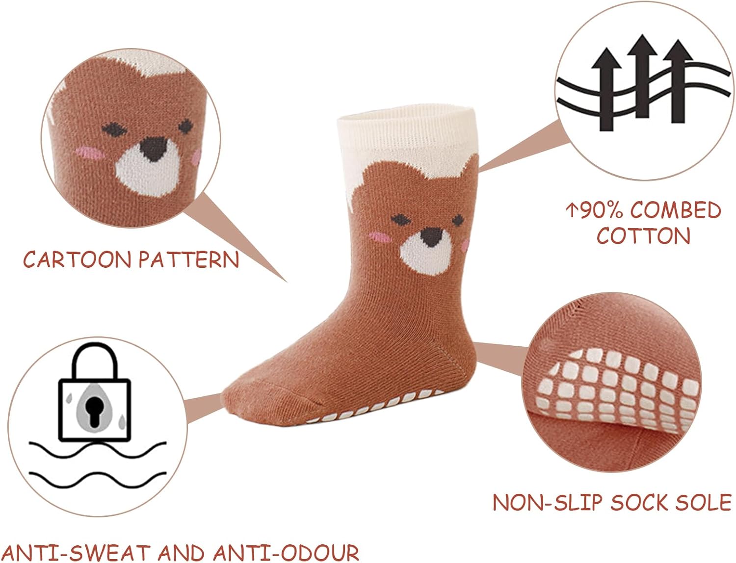 Thumbnail 3 de ZYUPHY Calzini antiscivolo bambino in cotone (5 paia) 0-5 anni