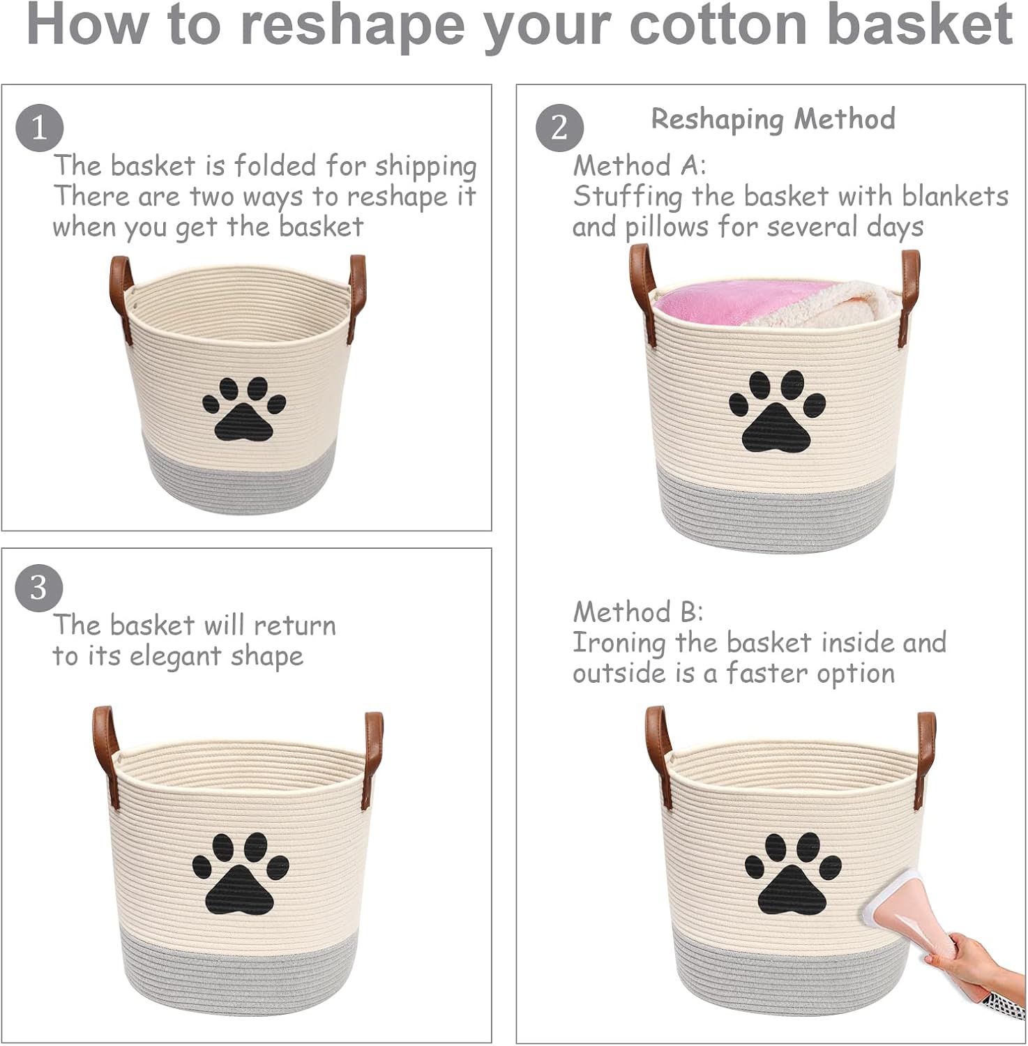Thumbnail 4 de Cotton Rope Dog Toy Basket (Puppy Bin) for Organising Toys, Blankets & Leads – Beige Grey