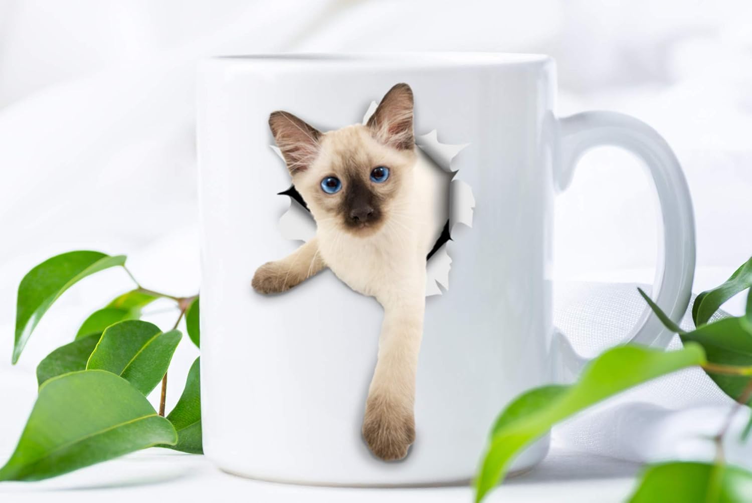 Detalle de Siamese Kitty Cat Coffee Mug - Ceramic Funny Mug