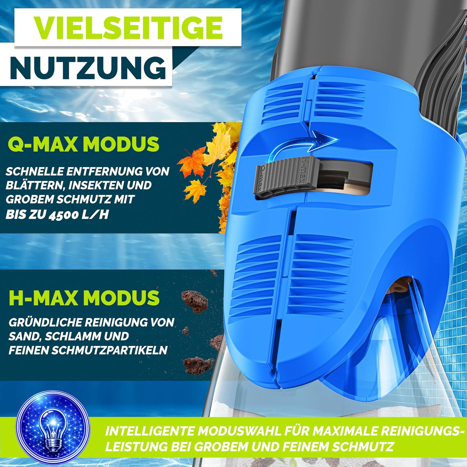 Detalle 2 de tillvex TVHPSG zwembadstofzuiger, draadloos, tot 60 minuten en 15 m³