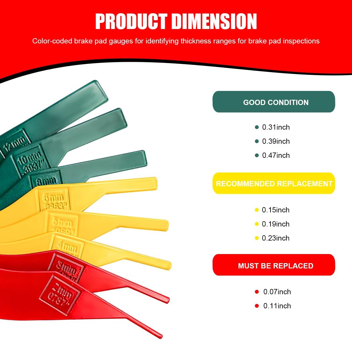 Detalle de LSKASELUE Brake Pad Thickness Gauge, 8-Piece