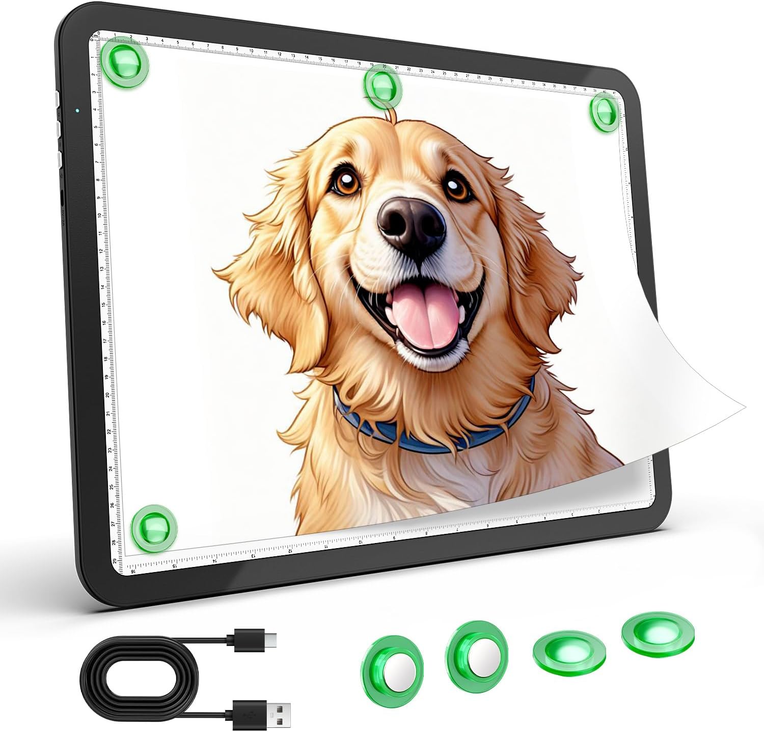 Detalle de Zocelight wiederaufladbarer A3 Leuchttisch mit LED & 4 Magneten (4000 mAh, schwarz)