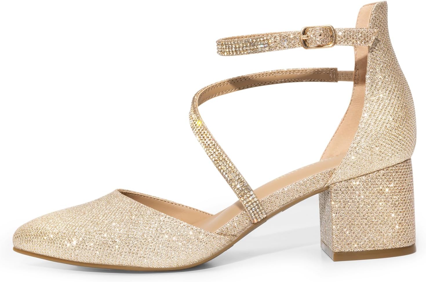 Thumbnail 2 de DREAM PAIRS Women's Closed Pointed Toe Low Chunky Heels Pumps with Ankle Strap