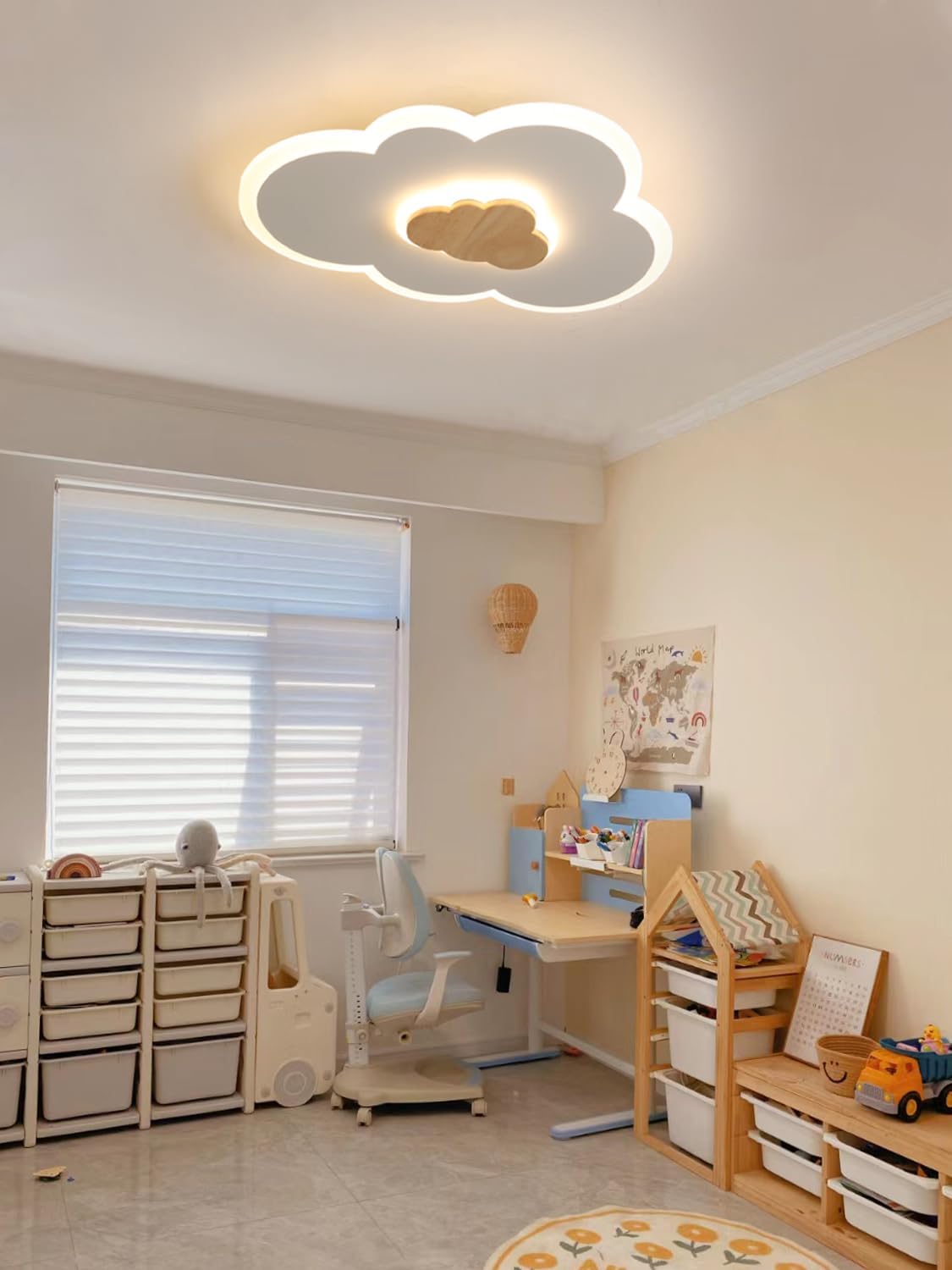 Detalle 2 de FANLG LED-Deckenlampe Kinderzimmer 40 cm – dimmbar, Fernbedienung, 3000–6000 K, Wolkendesign