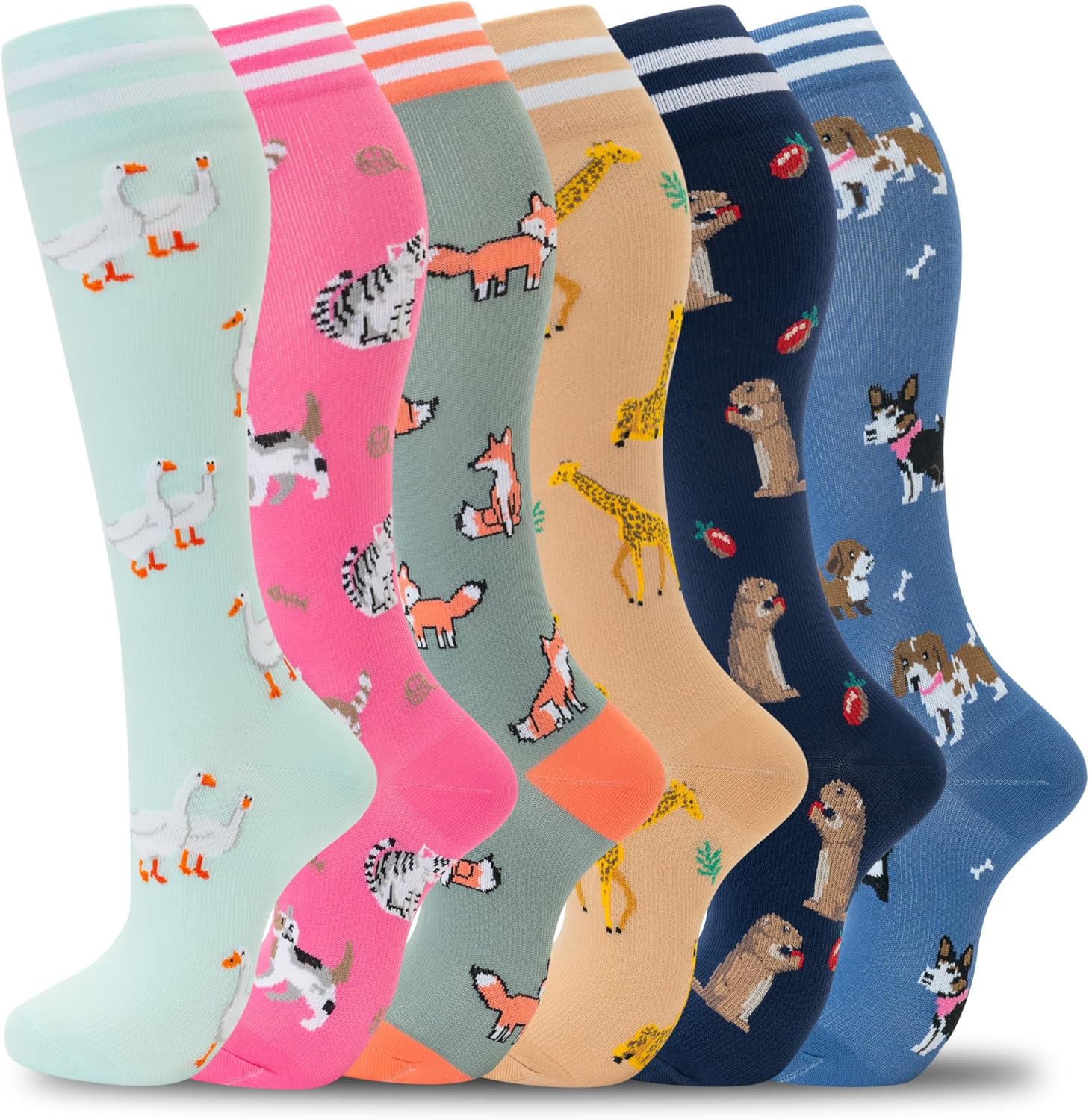 fenglaoda Compression Socks 20-30mmHg 6 Pairs