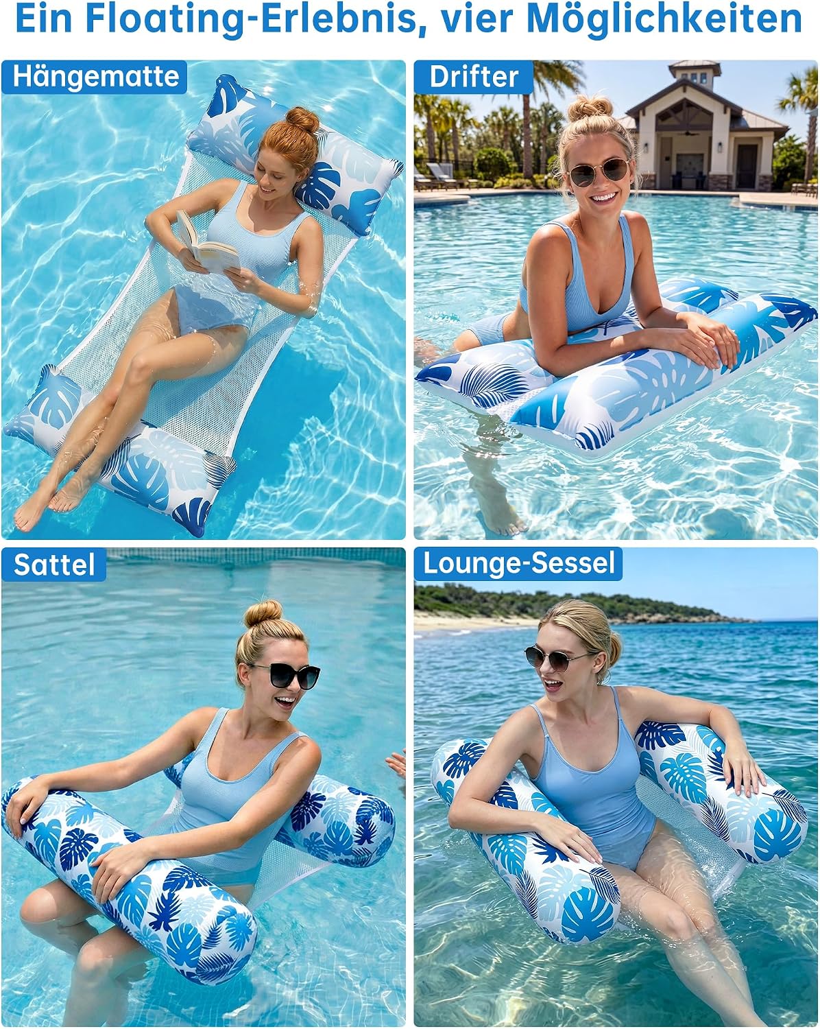 Thumbnail 1 de Wincany 2er Set Luftmatratze Pool XL – 4-in-1 Wasserhängematte mit Kopfstütze