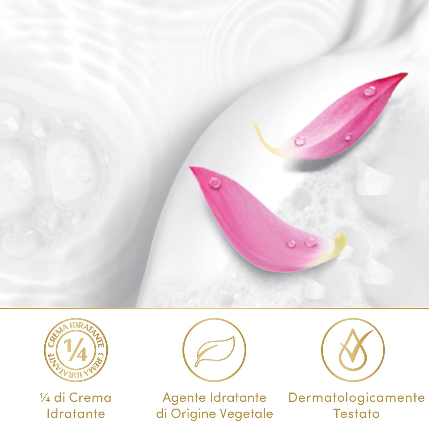 Detalle 2 de Dove Bagnodoccia Floreale Idratante Dermo-Naturale: flore di loto e frutti rossi, confezione riciclata