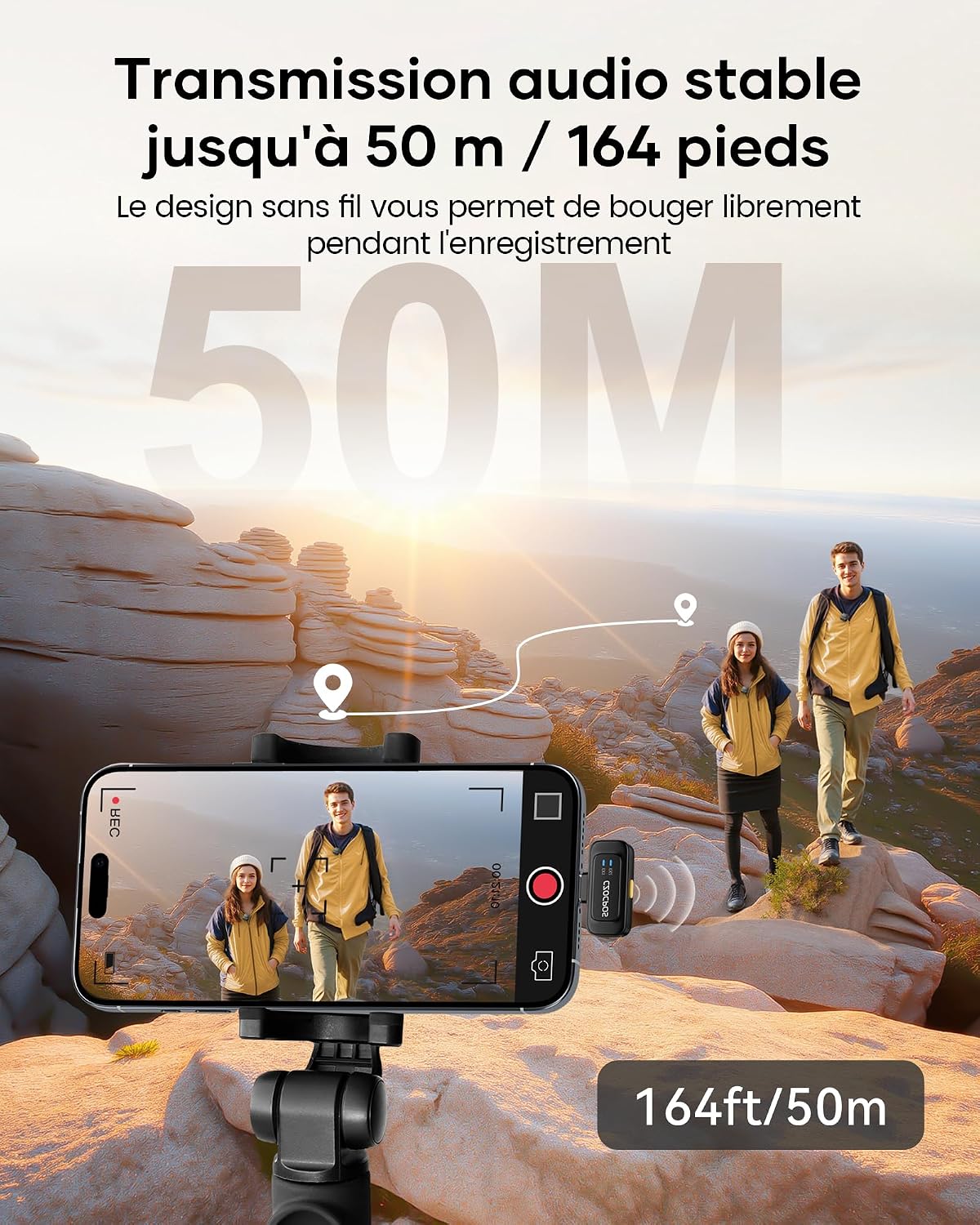 Thumbnail 2 de CZOCPOS Micro Cravate Sans Fil pour iPhone/iPad/Android — kit double micro avec réduction de bruit et autonomie longue