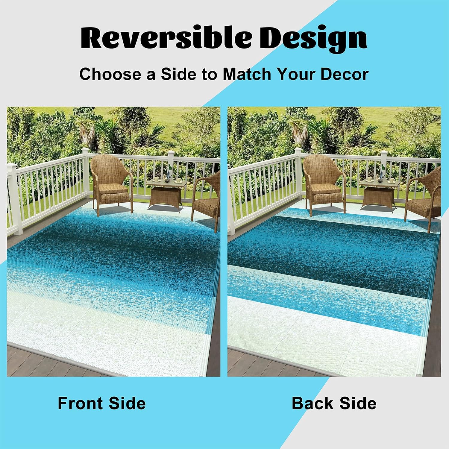 Thumbnail 3 de Enyhom Outdoor Rug Waterproof 240 x 300 cm: Reversible, Lightweight & UV-Resistant Patio Carpet