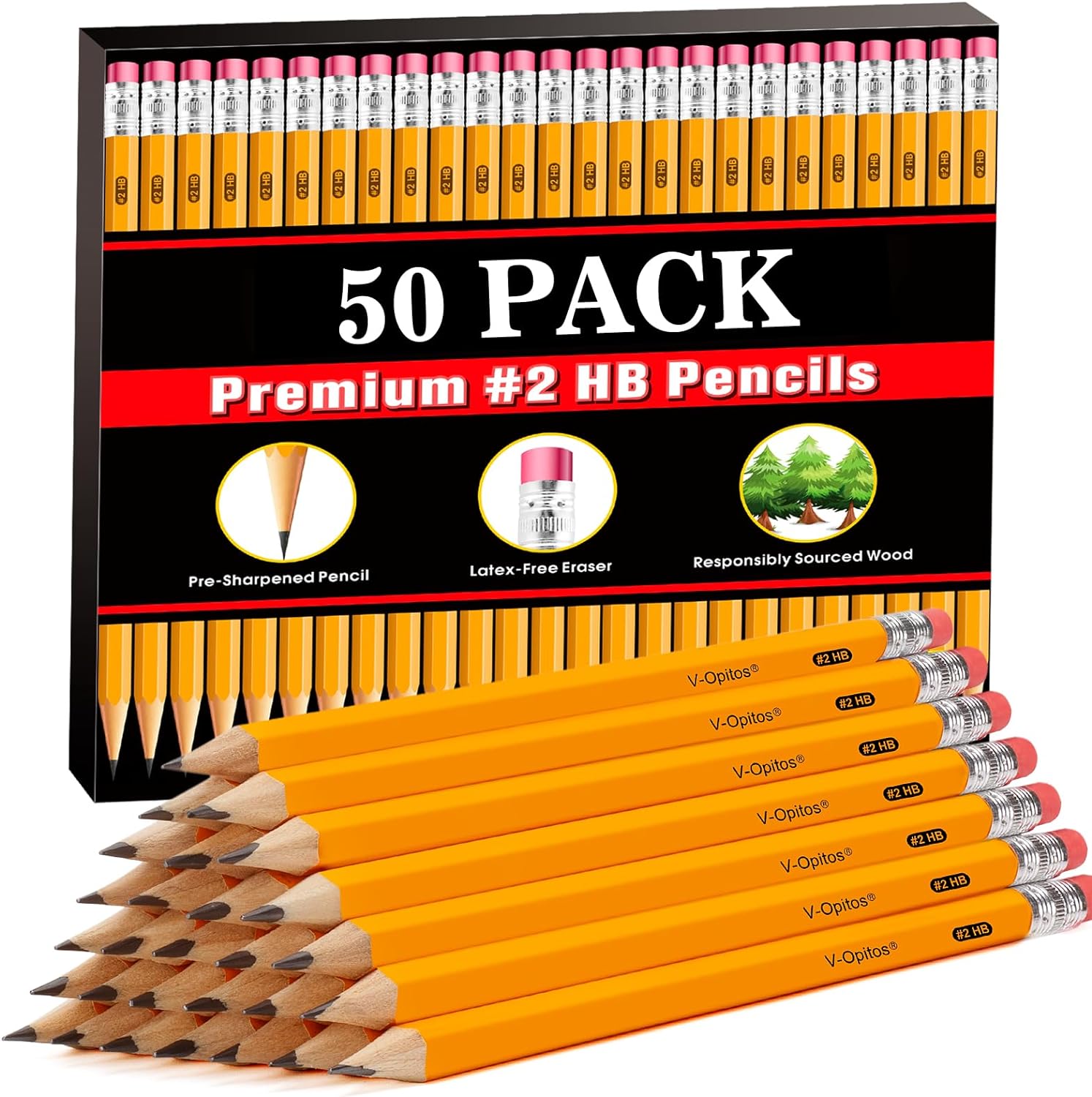 Detalle de V-Opitos Wood-Cased #2 HB Pencils