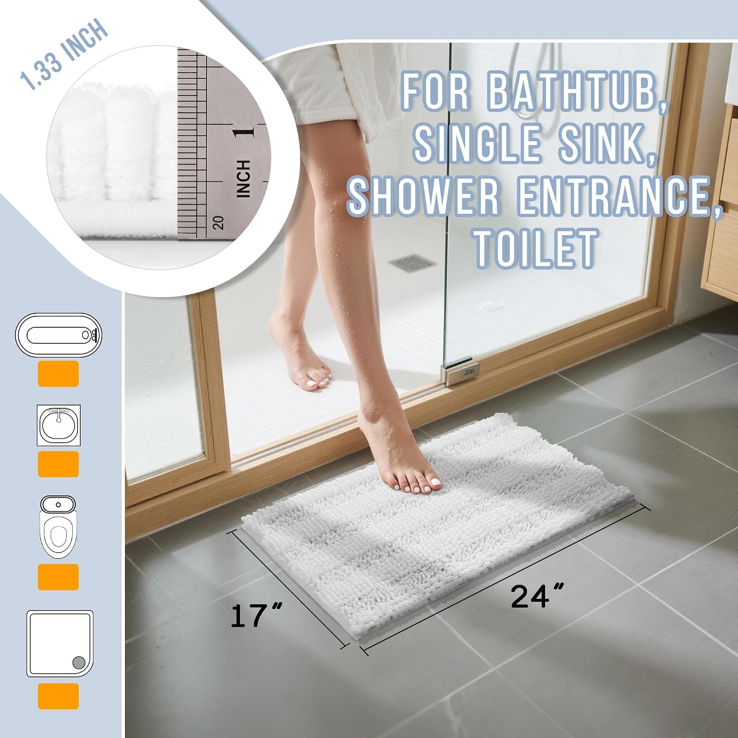 Thumbnail 1 de Yimobra Bathroom Rug Mat 24 x 17 bath mat