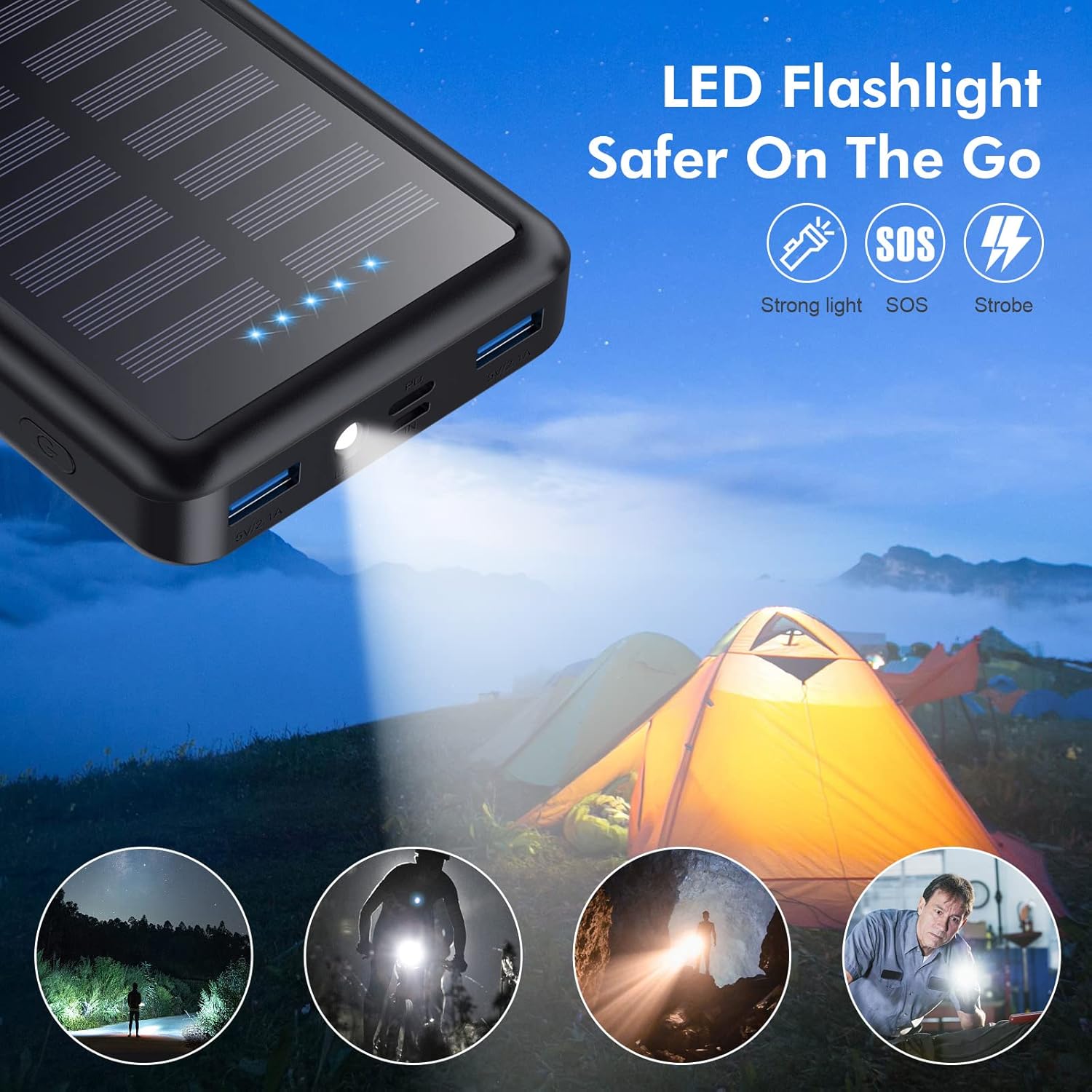 Thumbnail 4 de Power Bank USB C 26800mAh mit Solarfunktion – PD 3.0 Schnellladung, Outdoor