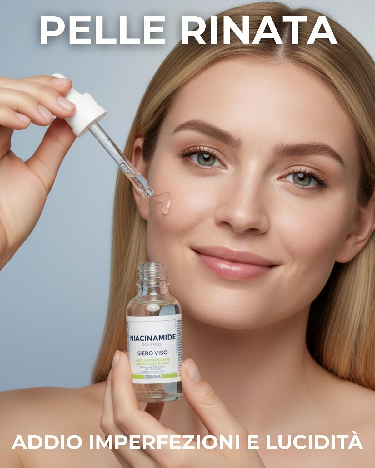 Detalle de SERININA Siero Viso Niacinamide e Zinco | Glass Skin Ritual – Made in Italy, 30ml