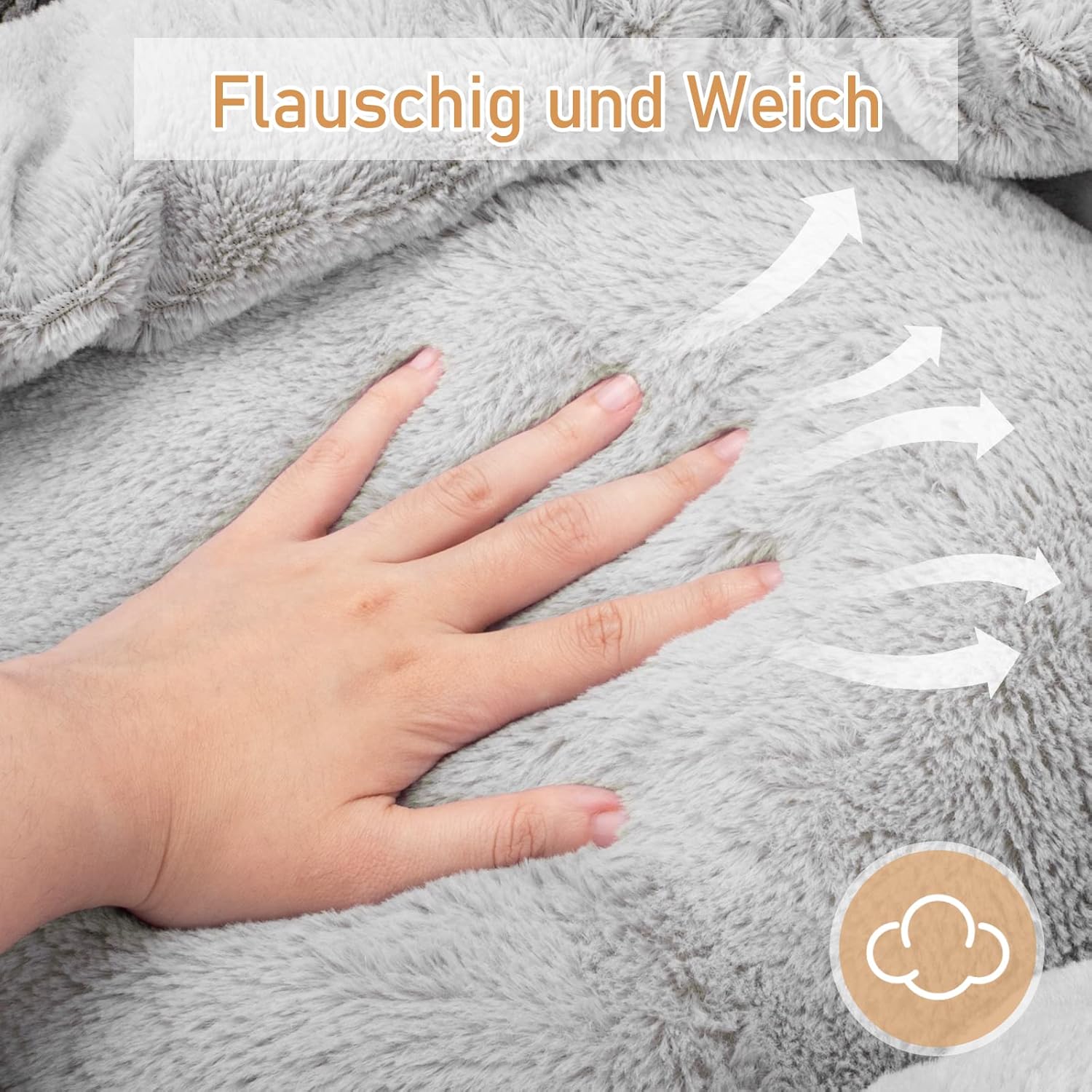 Thumbnail 3 de JoeJoy cuccia per cani di taglia media rotonda (66 x 66 x 15 cm) con coperta lavabile