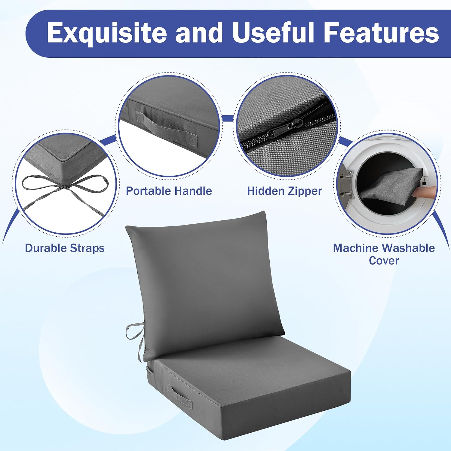 Thumbnail 4 de IASEAHK ISHWD2424575-25225-DarkGrey2 Outdoor Cushion Set, Dark Gray