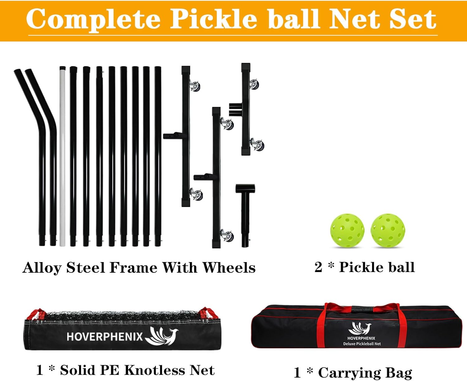 Thumbnail 4 de Hoverphenix Portable Pickleball Net for Driveway (22FT) – Outdoor/Indoor, Weather-Resistant Metal Frame