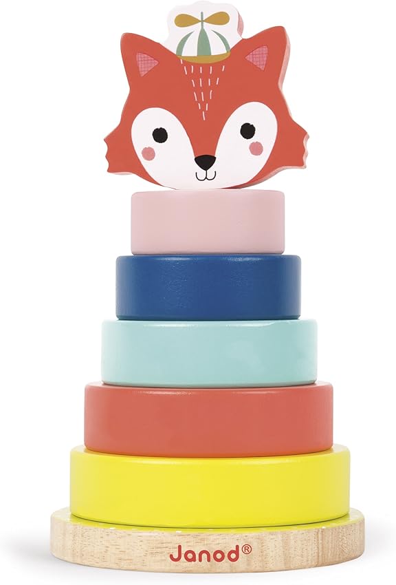 Detalle de Janod Baby Forest - Juego Apilable de Madera 🌳