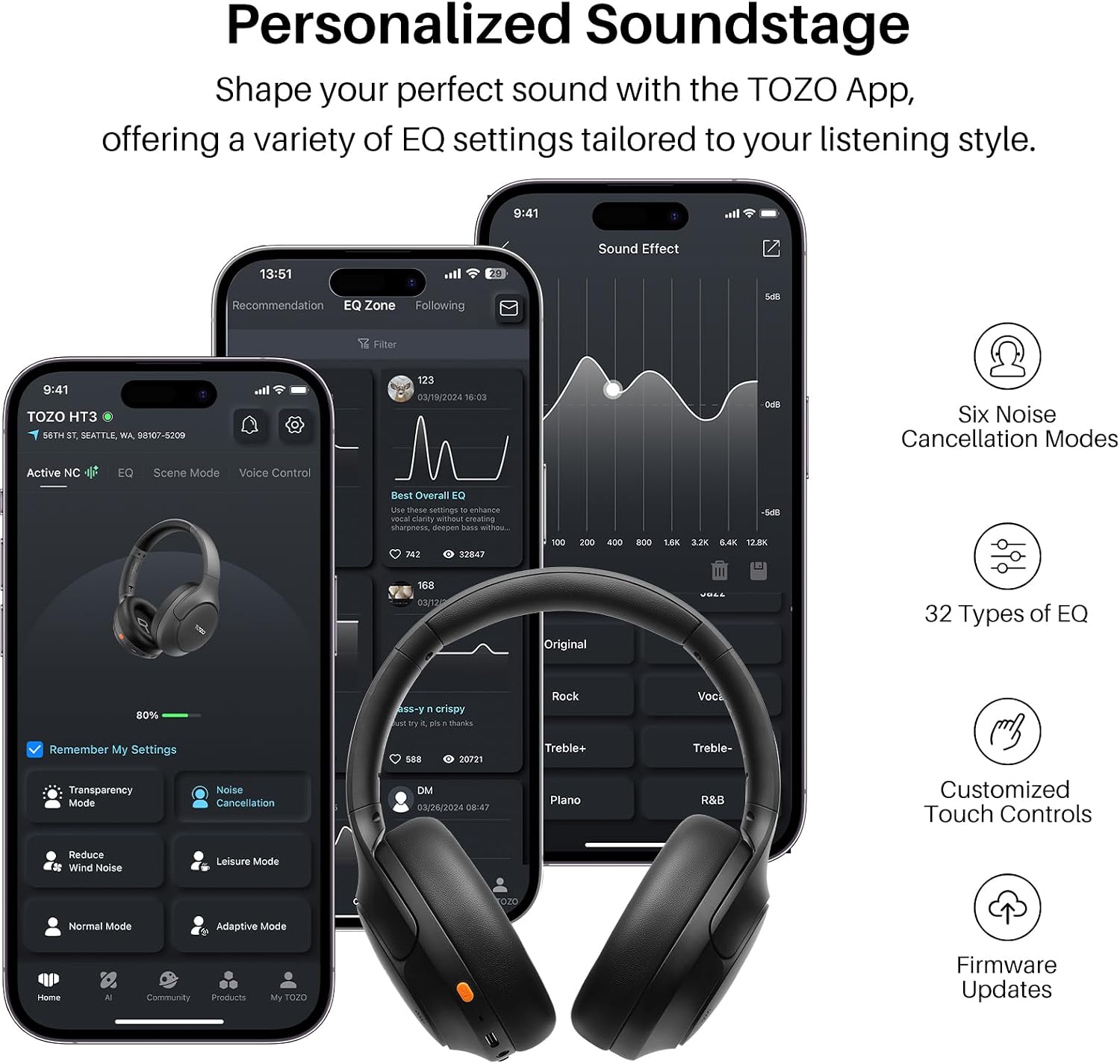 Thumbnail 6 de TOZO Wireless Headphones, 90-Hour Battery