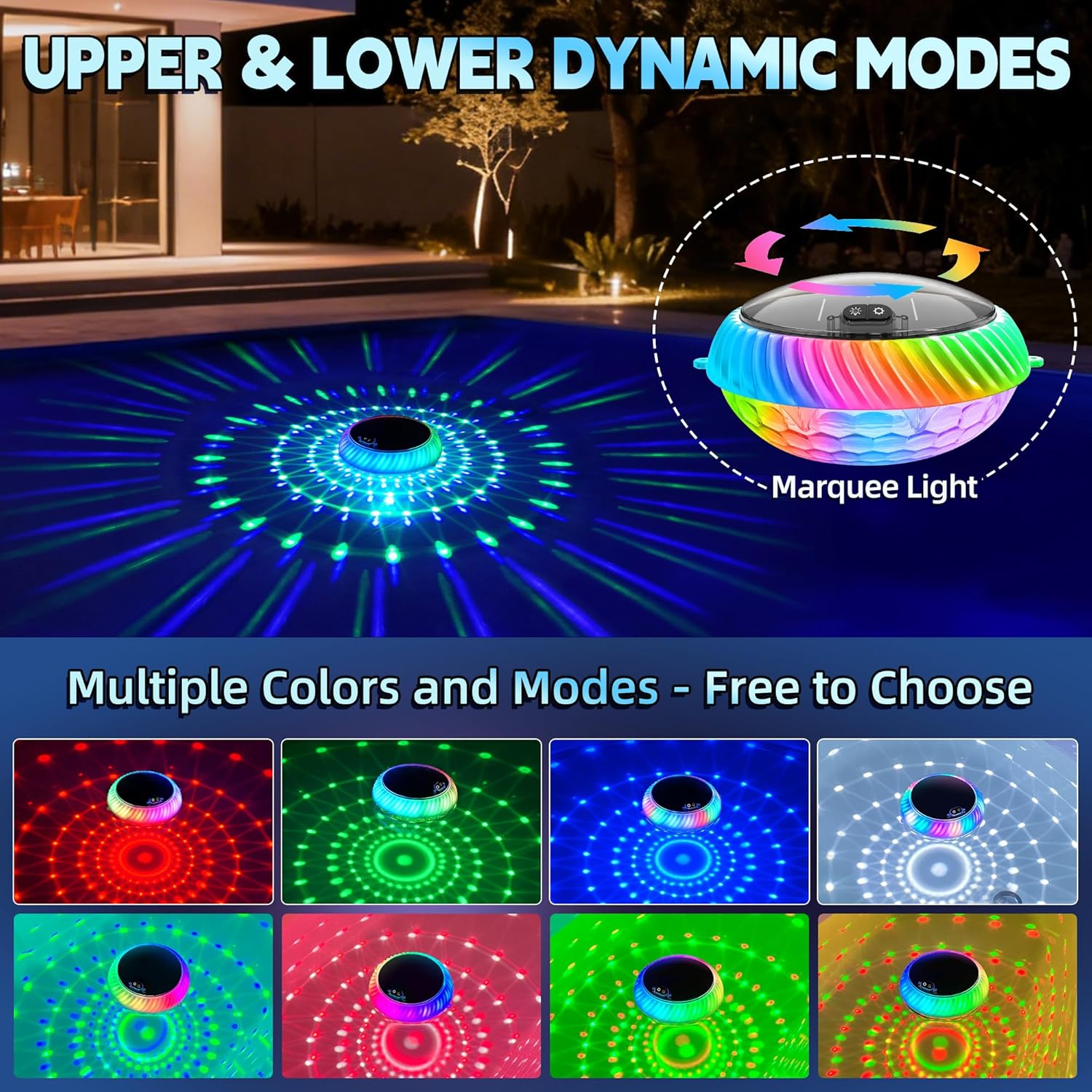 Detalle de AearKing Lumière Piscine Flottante avec Télécommande — Éclairage LED RGB Solaire IP68