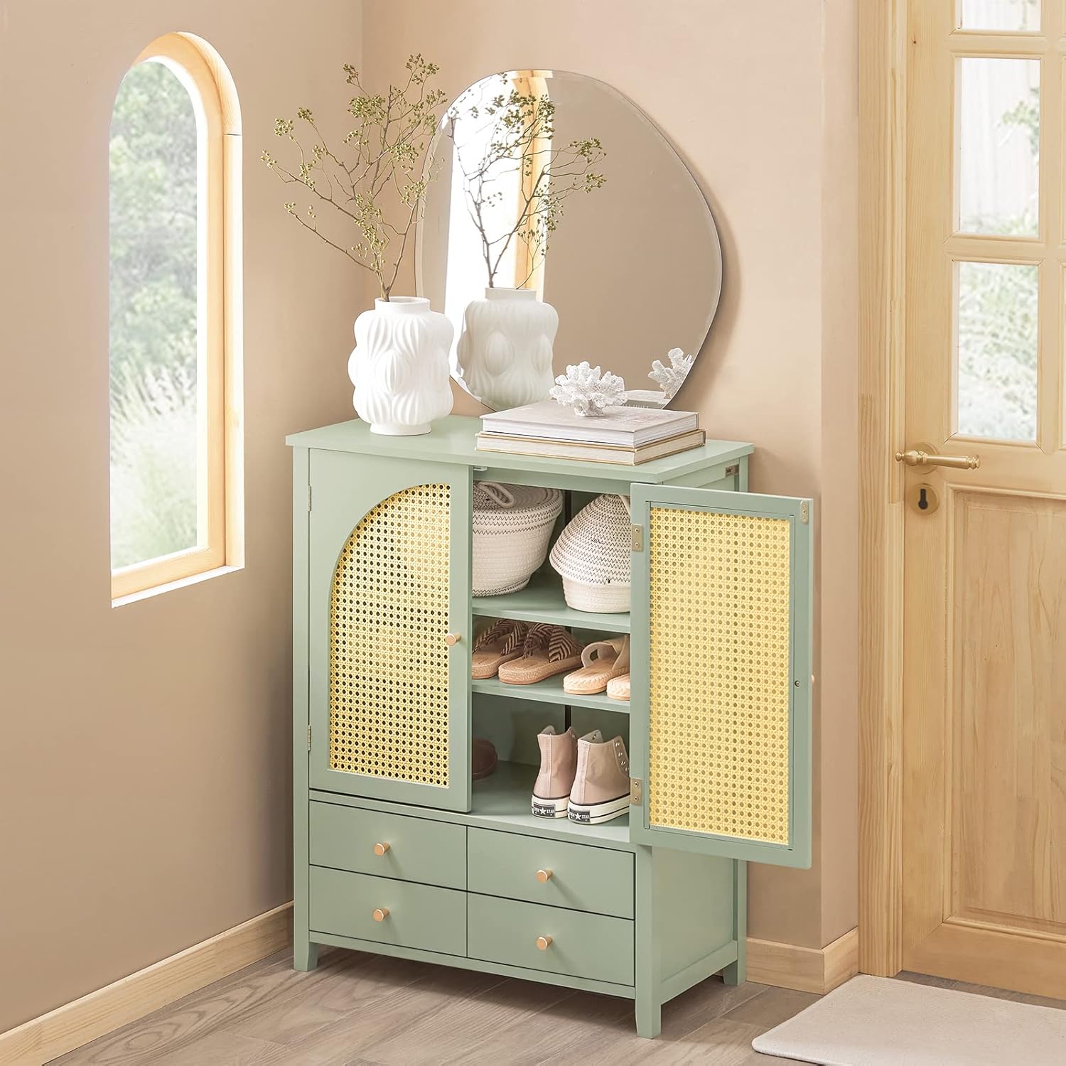 Thumbnail 1 de SoBuy Meuble de Rangement Entrée – Commode Buffet Vert 70x34x90 cm (FSB72-GR)
