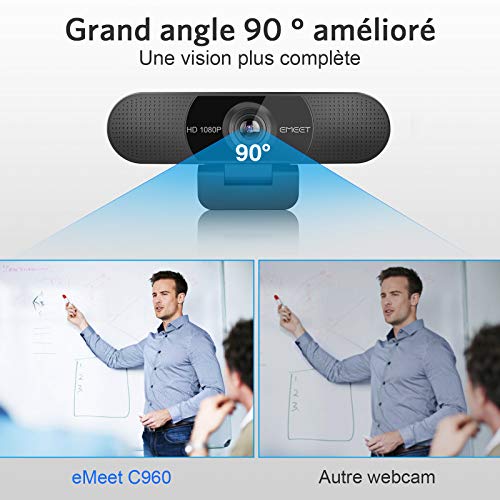 Detalle 2 de eMeet Webcam 1080P C960 : Web Cam Full HD avec double microphone et grand angle 90°