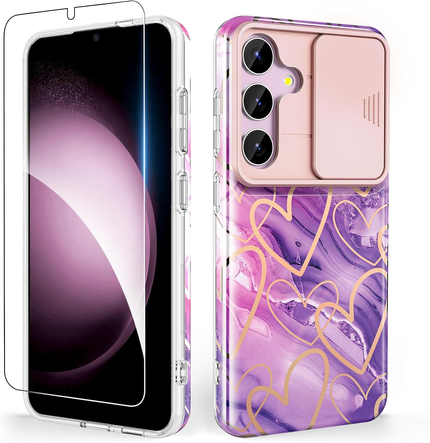 Detalle de SHEDEER Hülle für Samsung Galaxy S24 Plus – Schieberegler-Kameraabdeckung, Displayschutz, Anti-Yellowing, Thin & Stoßfest