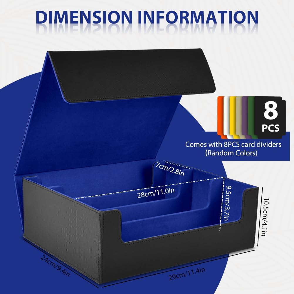 Detalle 2 de Aolso Deck Box – Rangement Carte 1800+ en cuir synthétique avec séparateurs (Noir/bleu)