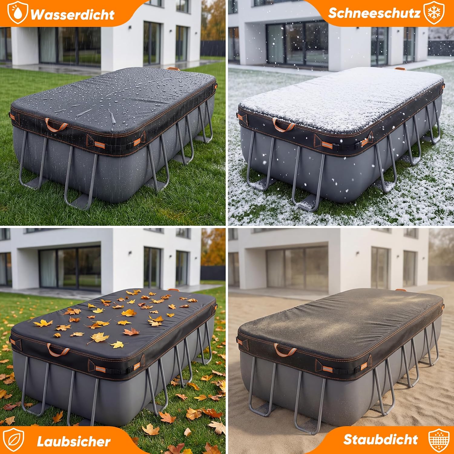 Thumbnail 6 de Poolabdeckung Rechteckig – Premium Sommer-Poolplane 274×549 cm (9×18 ft) aus 500D Oxford-Gewebe