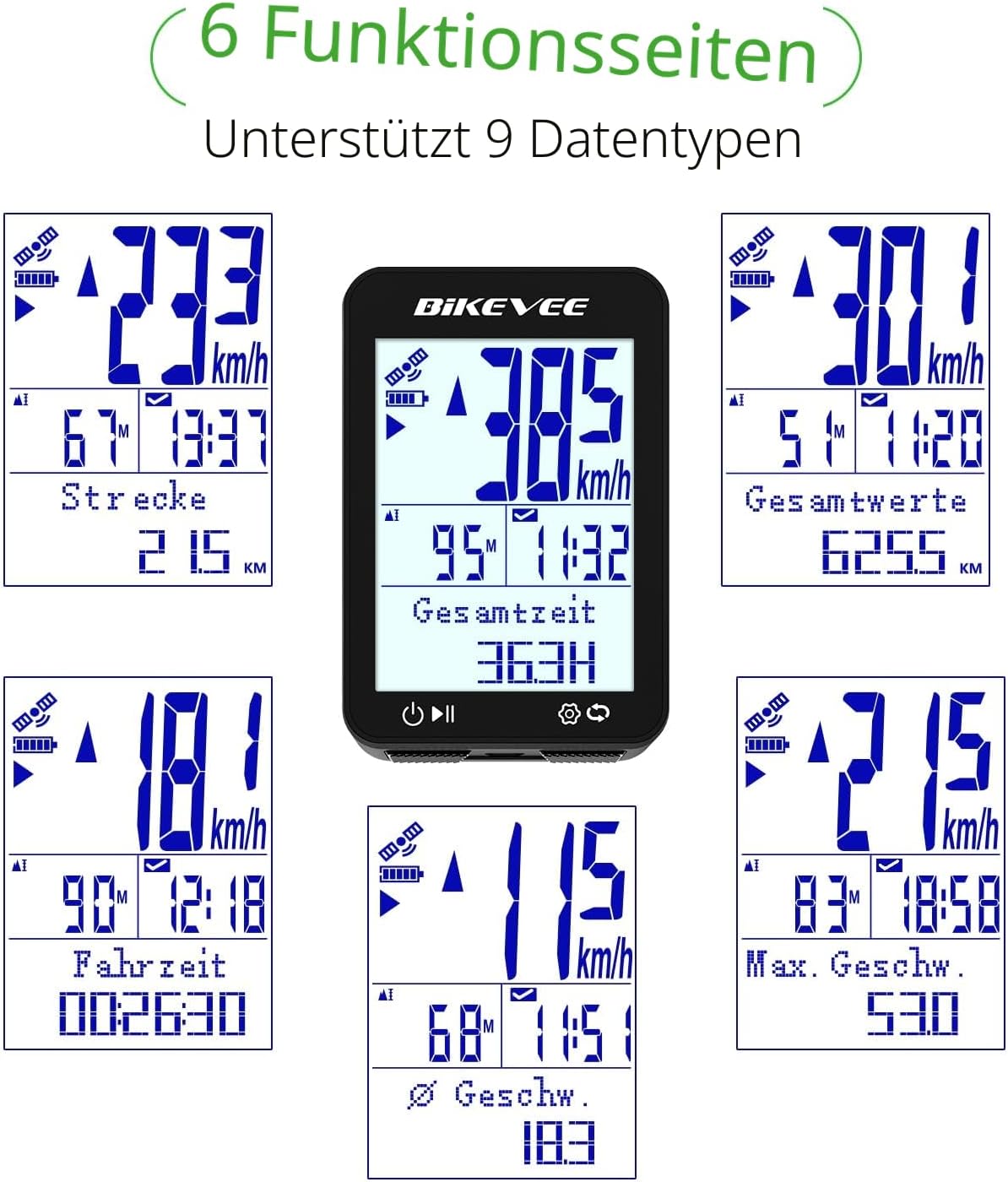 Thumbnail 1 de Bikevee GPS Fahrradcomputer Kabellos IPX7 – 2,4'' FSTN Display, 28h Akku