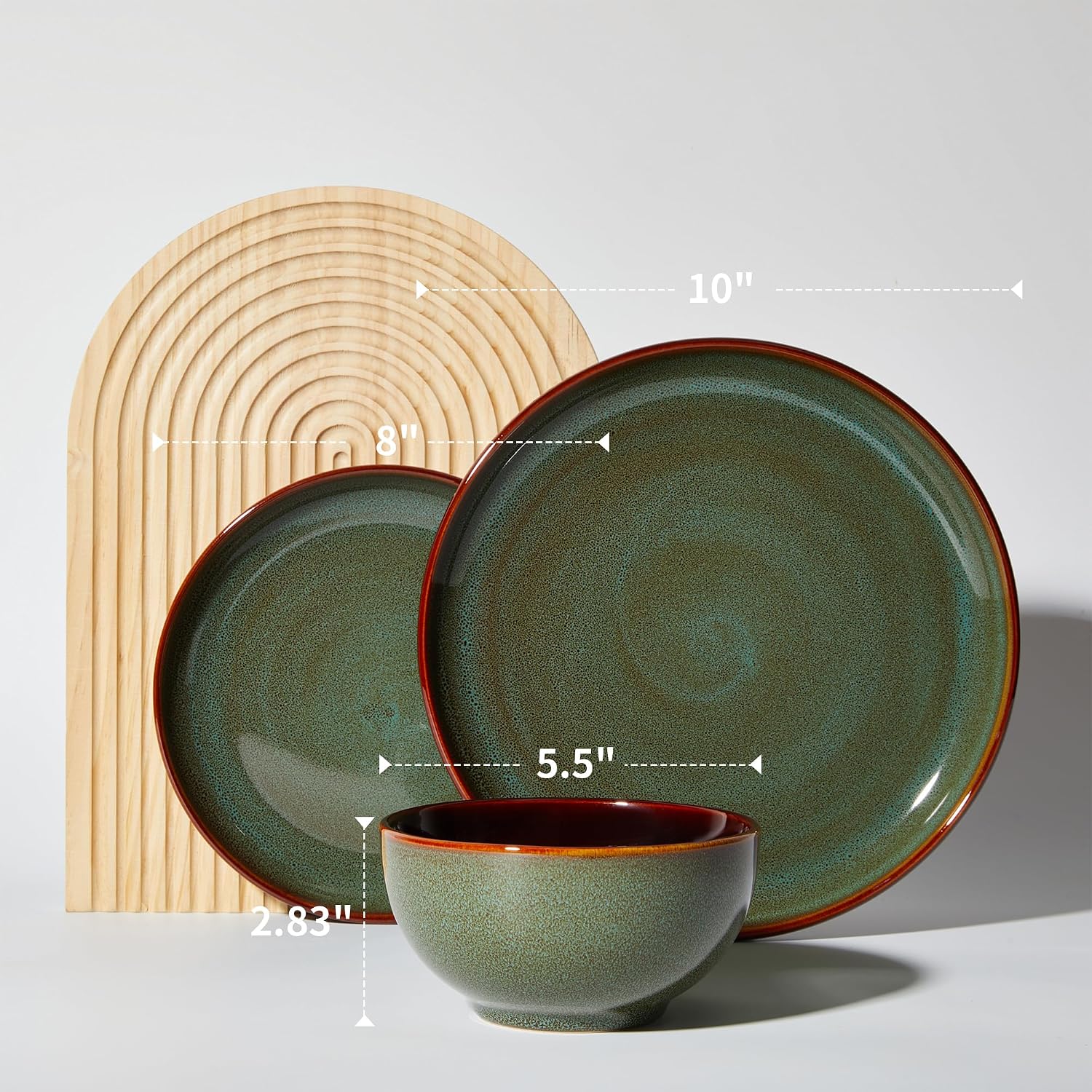 Detalle 2 de Pokini Stoneware Dinnerware Set 12‑Piece Sage Green