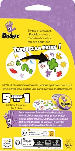 Detalle de Dobble Classique – Jeu de Cartes pour Enfants dès 6 Ans (Édition Metal, 55 Cartes)